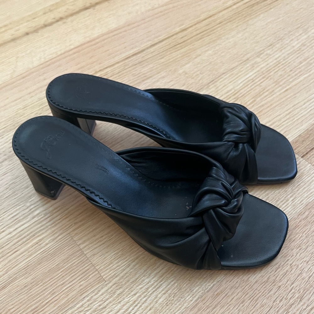 Black Kitten Heel Sandals